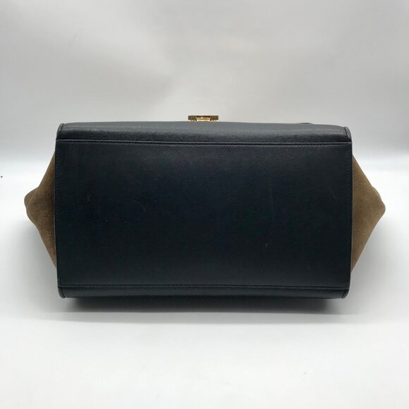 Celine Beige & Black Calfskin Trapeze Convertible Satchel - Picture 5 of 12